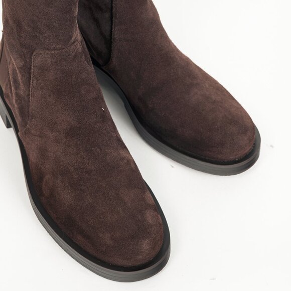 Stuart Weitzman 5050 Bold Hickory Sport Suede & Stretch Gabardine Booties - Picture 6 of 10